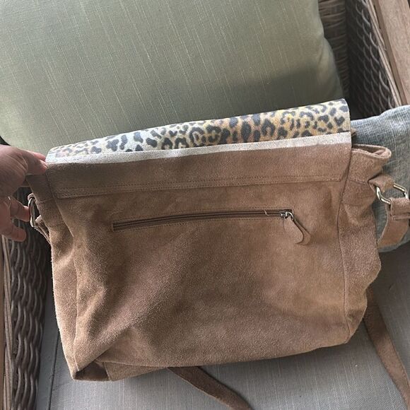 Crazy Lou Paris Graphic Suede Messenger Bag - Picture 7 of 9